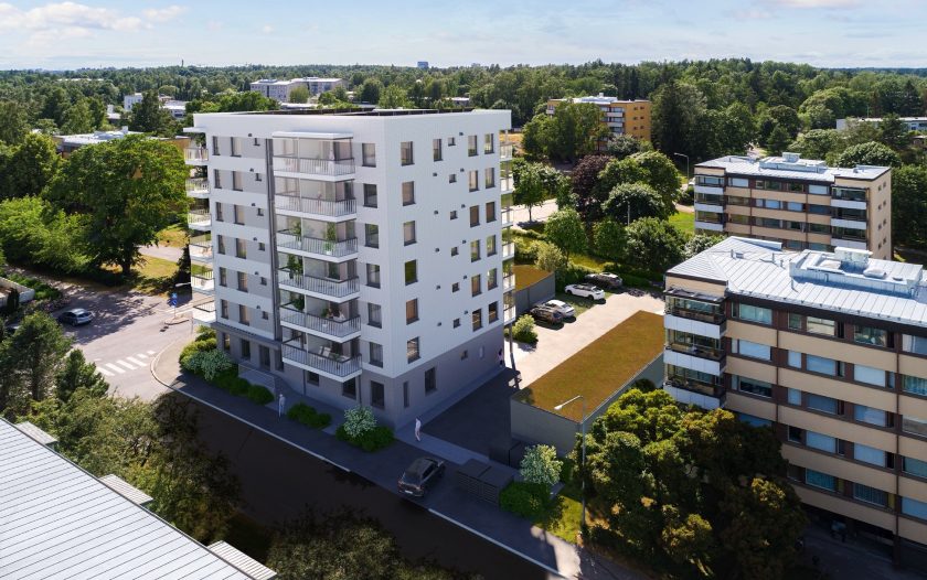 3D visualization of the apartment building from the outside Visu24.fi